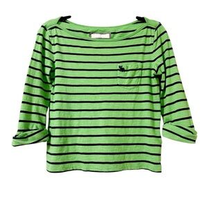 Abercrombie & Fitch Green & Navy Vintage Striped Boat Neck Tee Size Small
